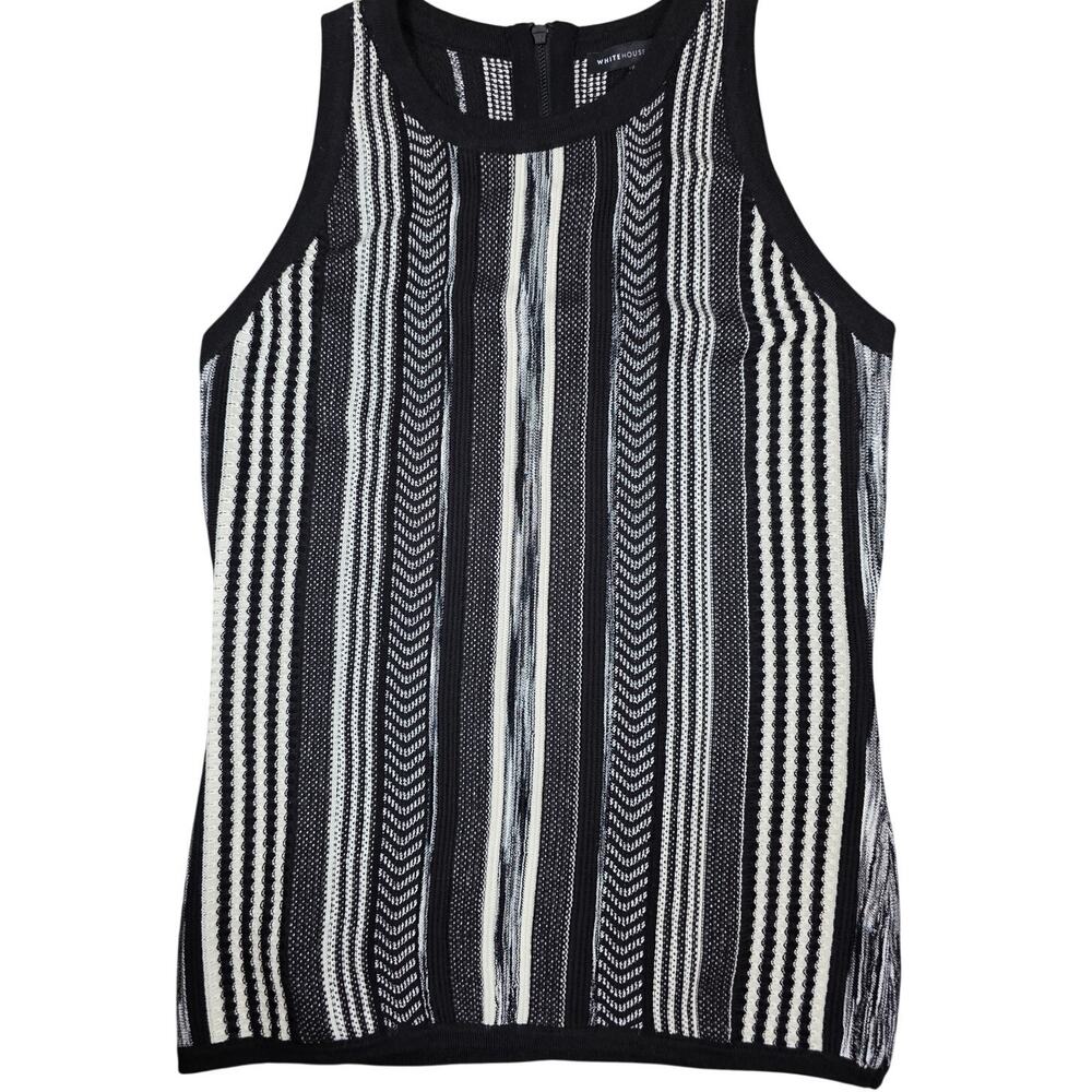 WHBM Striped Halter Top XS NWT Ecru Black Quiet Luxury Minimalist Workwear